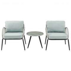 Florrie Outdoor Patio Seating Set 2 Chairs and 1 Table Set (White)