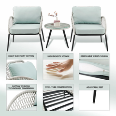 Florrie Outdoor Patio Seating Set 2 Chairs and 1 Table Set (White)