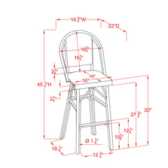 Suzen Outdoor Patio Bar Chair, 2 Chairs For Balcony (Blue+White)