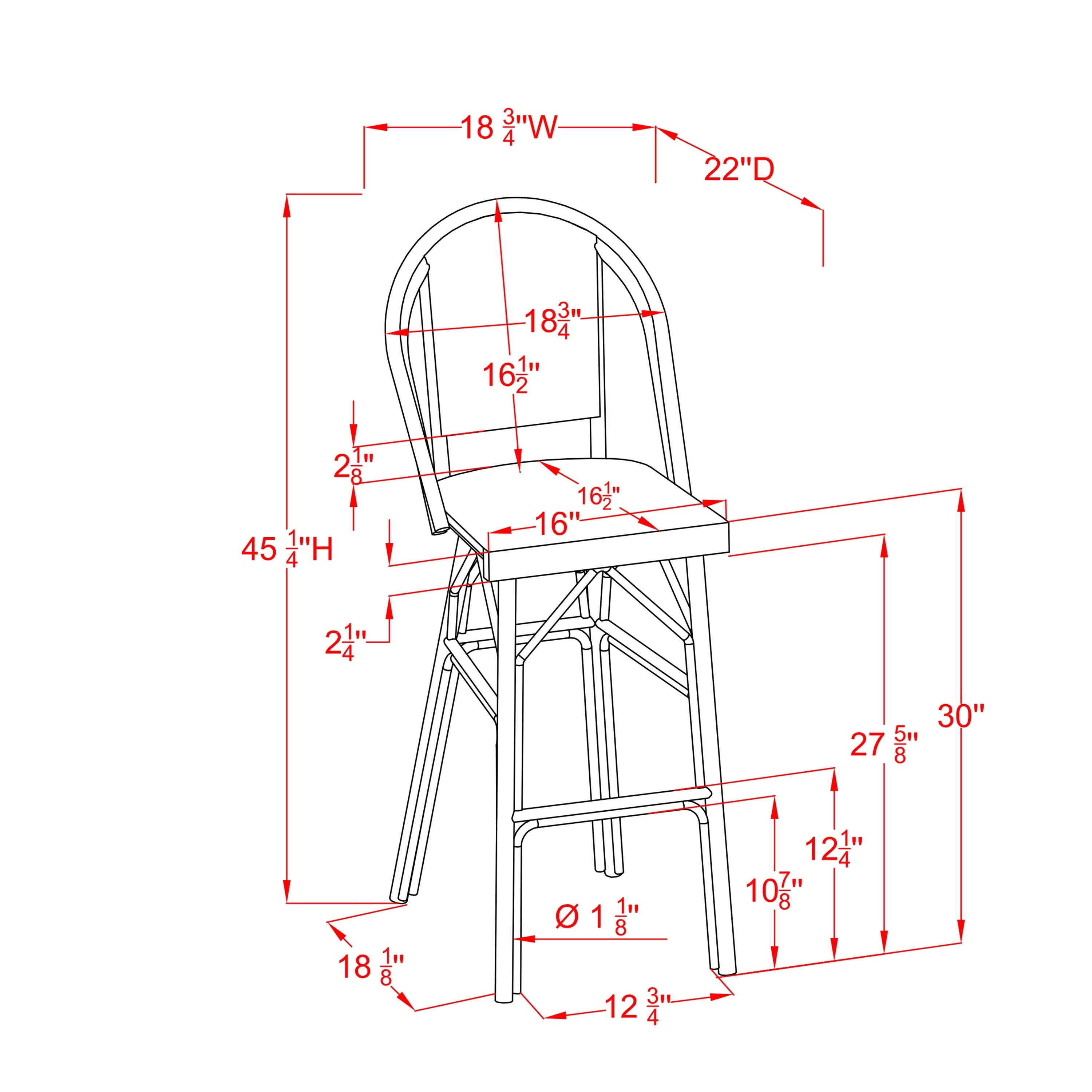 Suzen Outdoor Patio Bar Chair, 2 Chairs For Balcony (Blue+White)