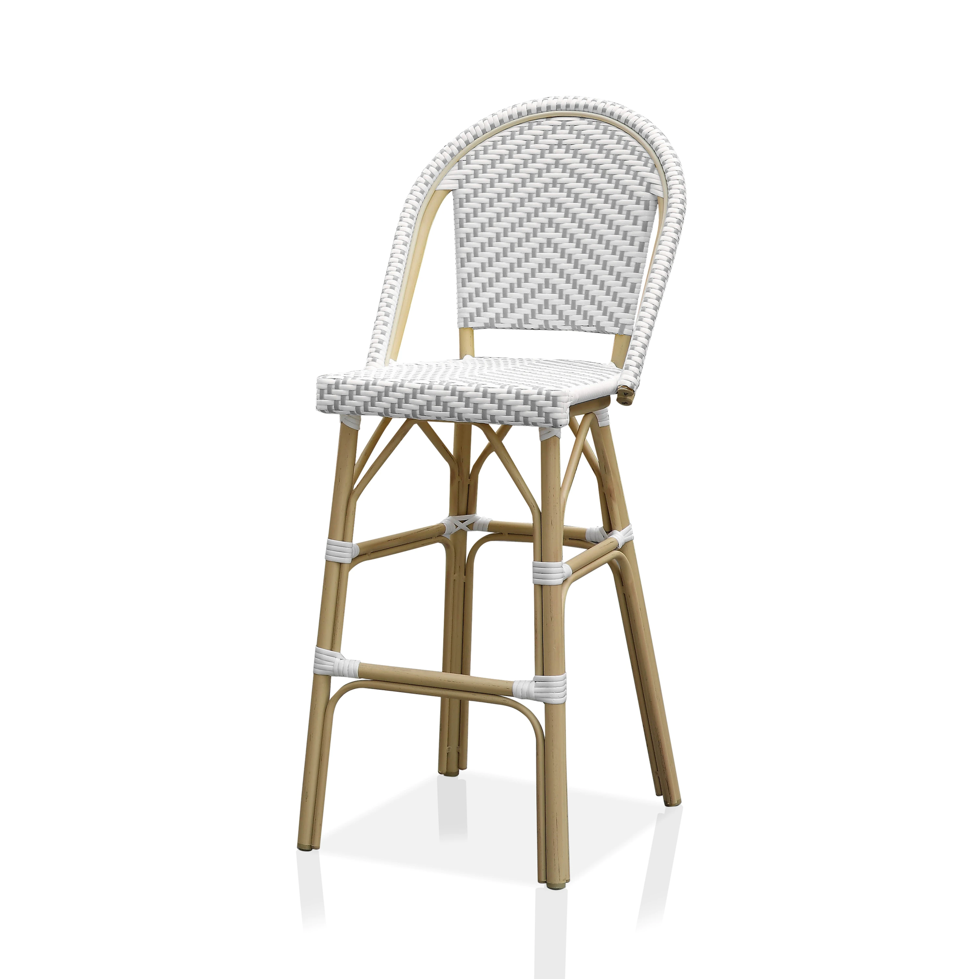 Rainerio Outdoor Patio Bar Chair 2 Chairs For Balcony (Grey+White)