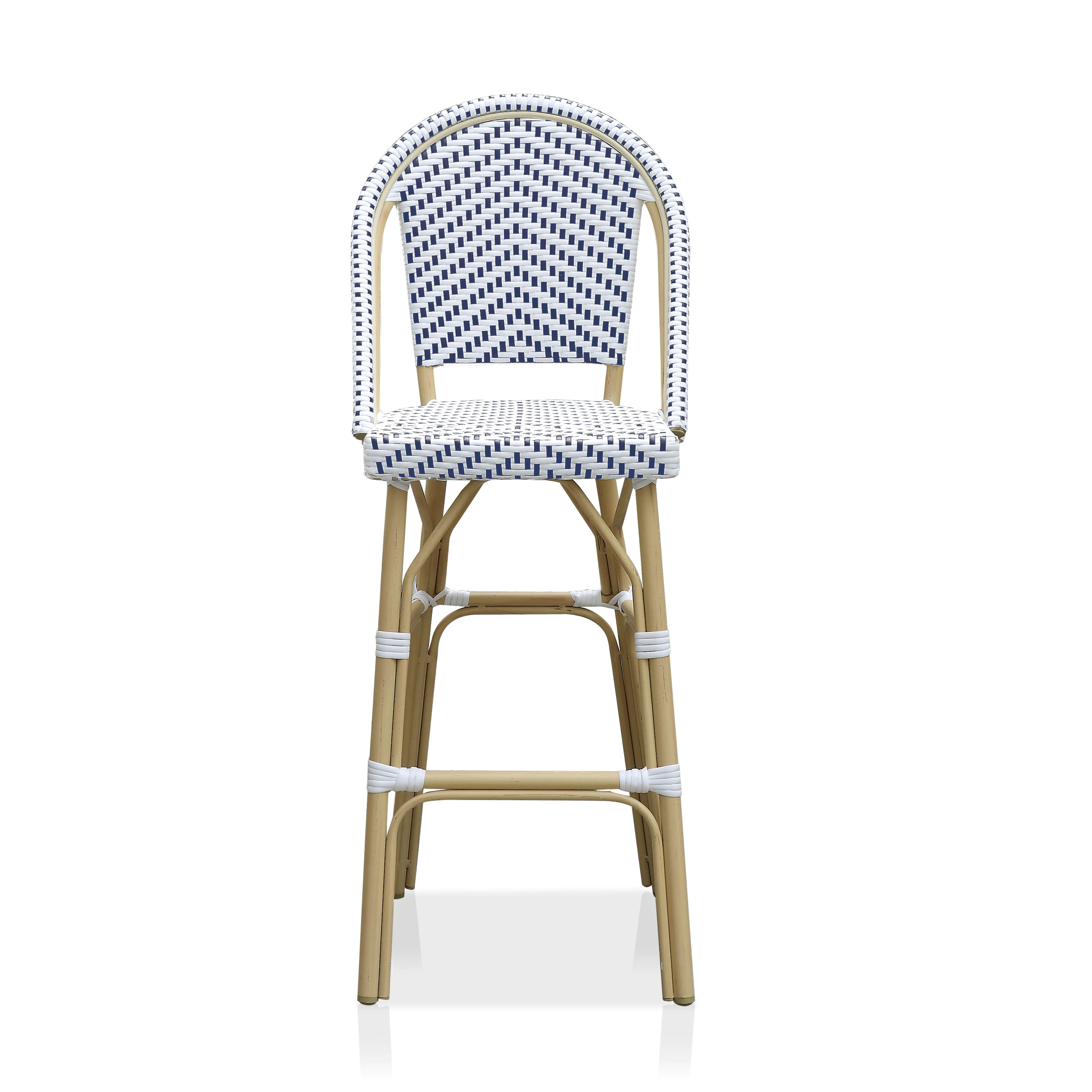 Aleta Outdoor Patio Bar Chair 2 Chairs For Balcony (Dark blue + White)