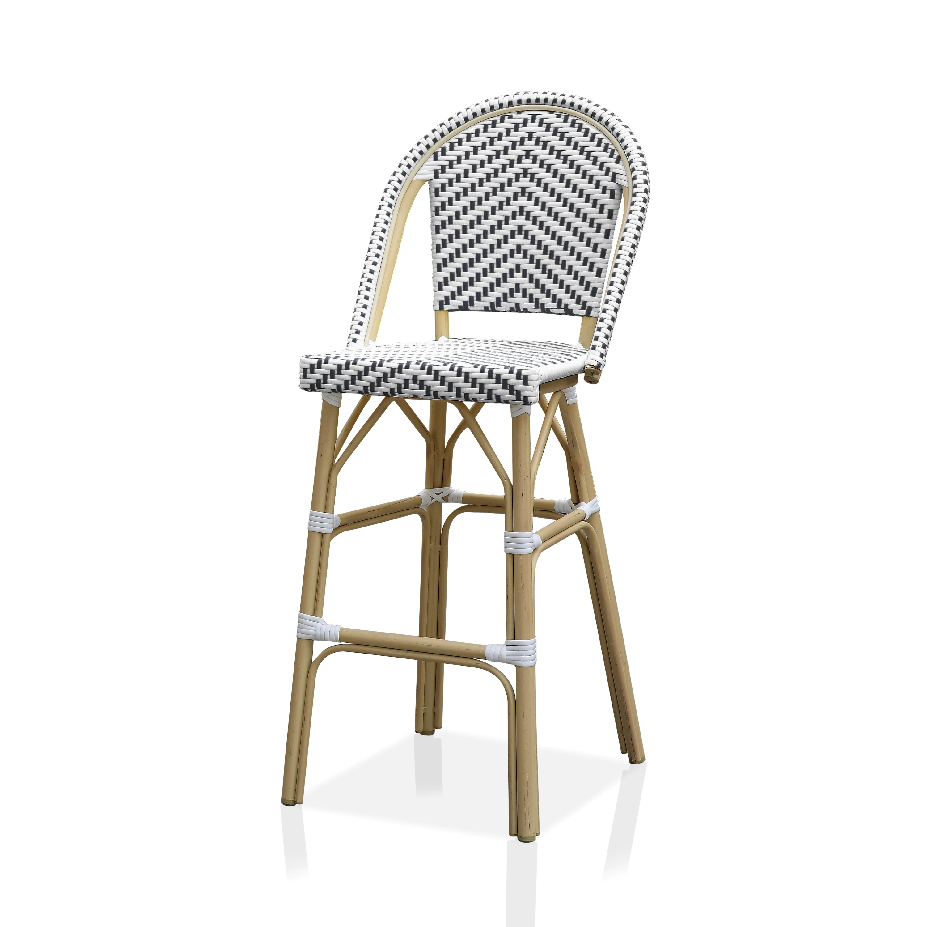 Dulce Outdoor Patio Bar Chair 1 Chair For Balcony (Black+White)