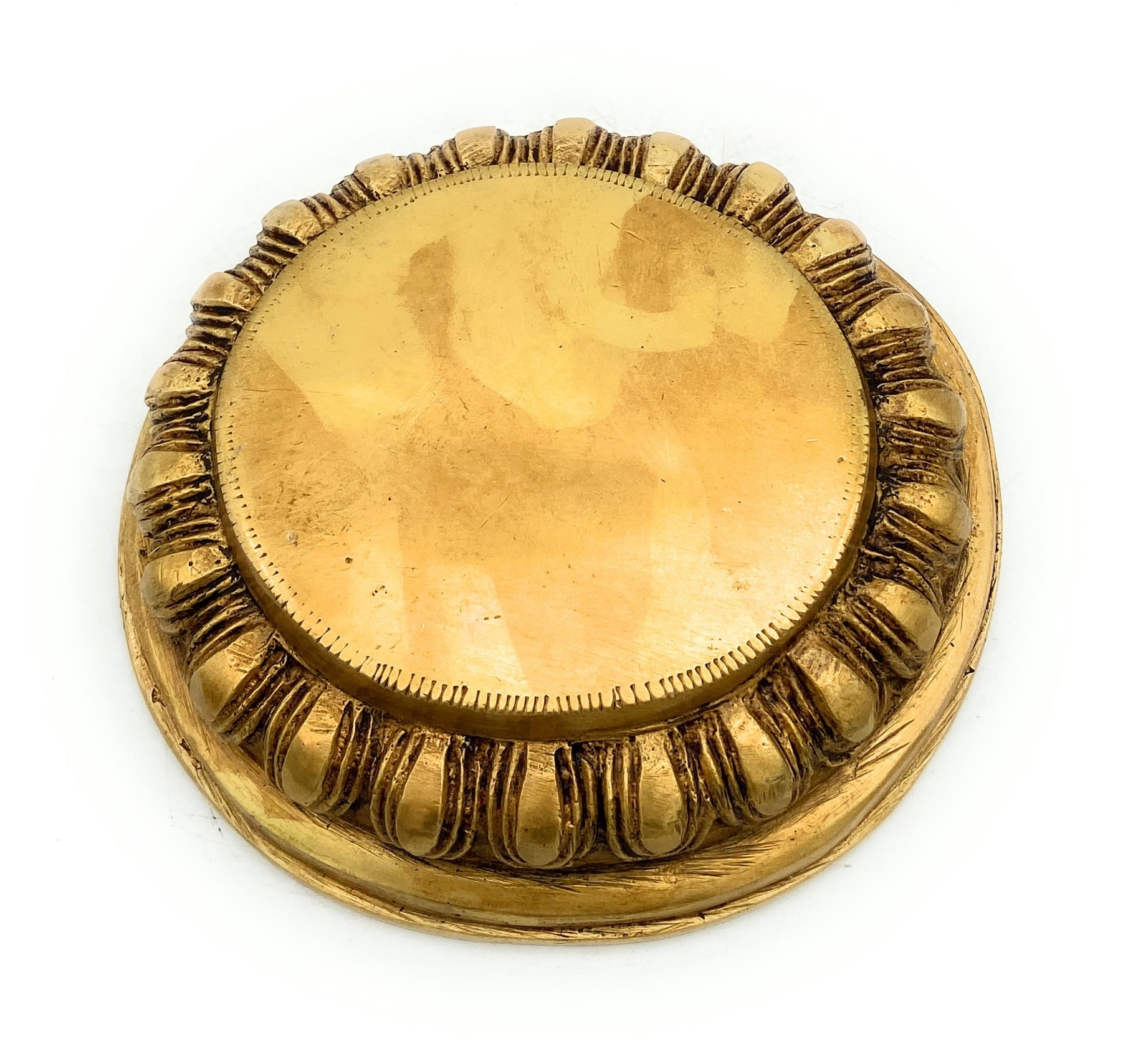 Brass Chowki Bajot Peetha Aasan for Pooja, Handmade Singhasan Stand for Kalash, Deity, Idols, Traditional Mandir Pedestal Platform for Temple & Home Decor, Gold, 1.5 Inch, 1 Piece