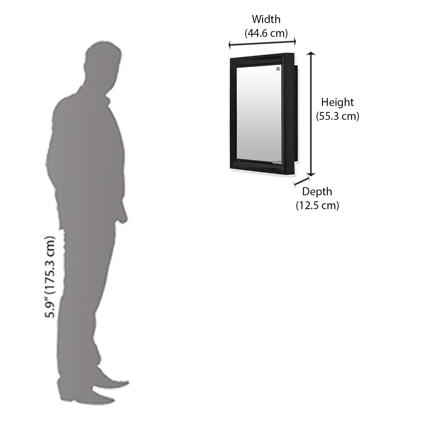 Nilkamal Gem Plastic Cabinet with Mirror (Black)