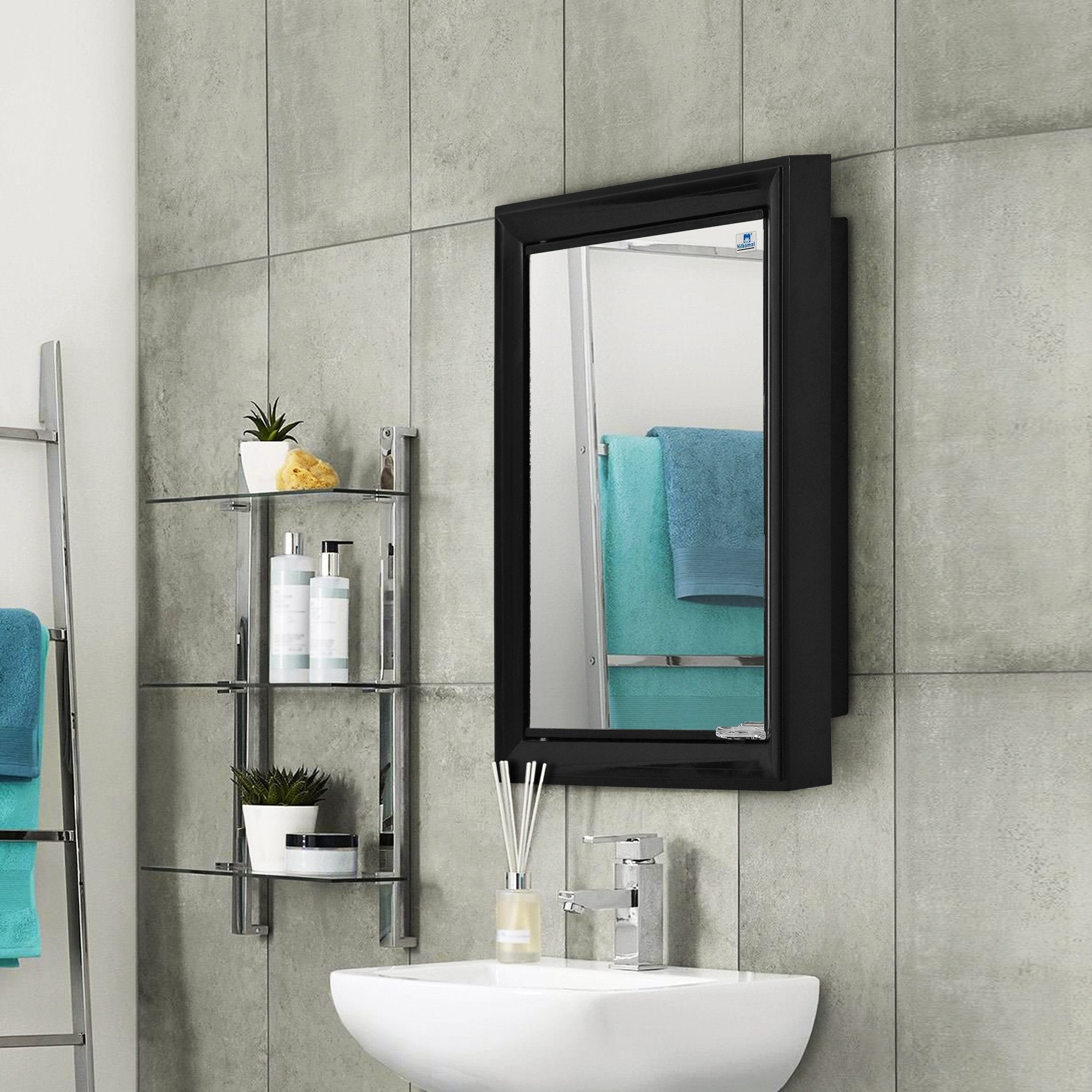 Nilkamal Gem Mirror Cabinet (Black)