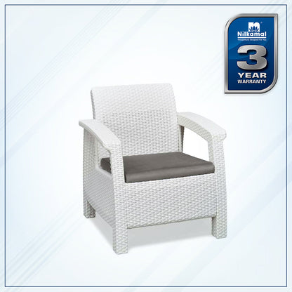 Nilkamal Goa Plastic 1 Seater Sofa with Cushion (Milky White and Grey)
