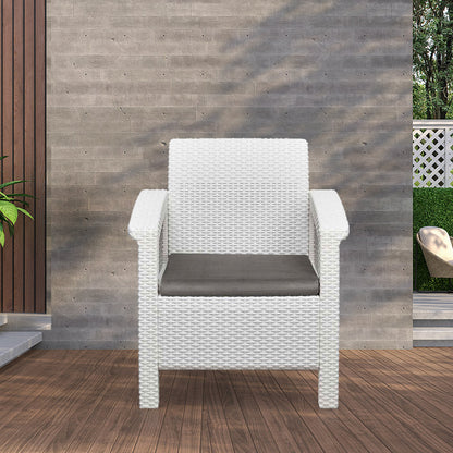 Nilkamal Goa Plastic 1 Seater Sofa with Cushion (Milky White and Grey)