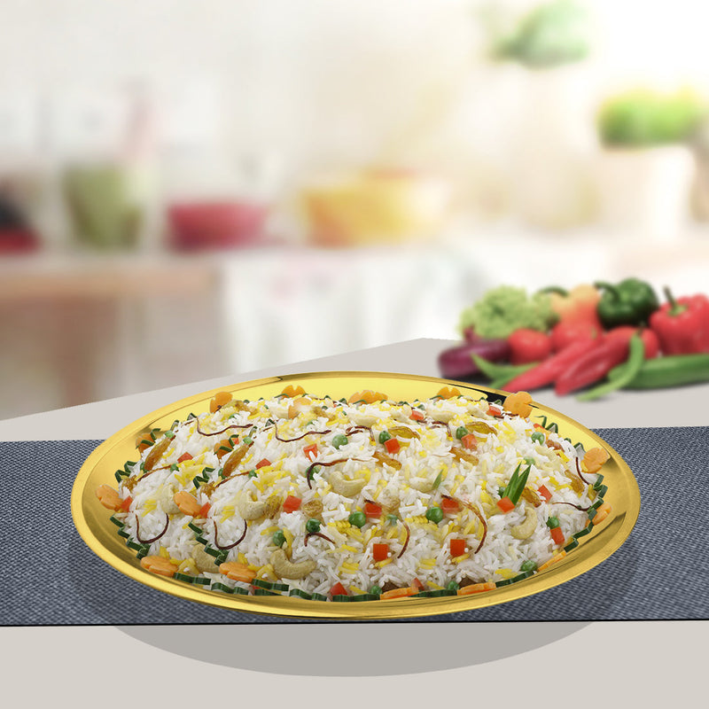 Stainless Steel Rice Tray with Gold PVD Coating Majestic