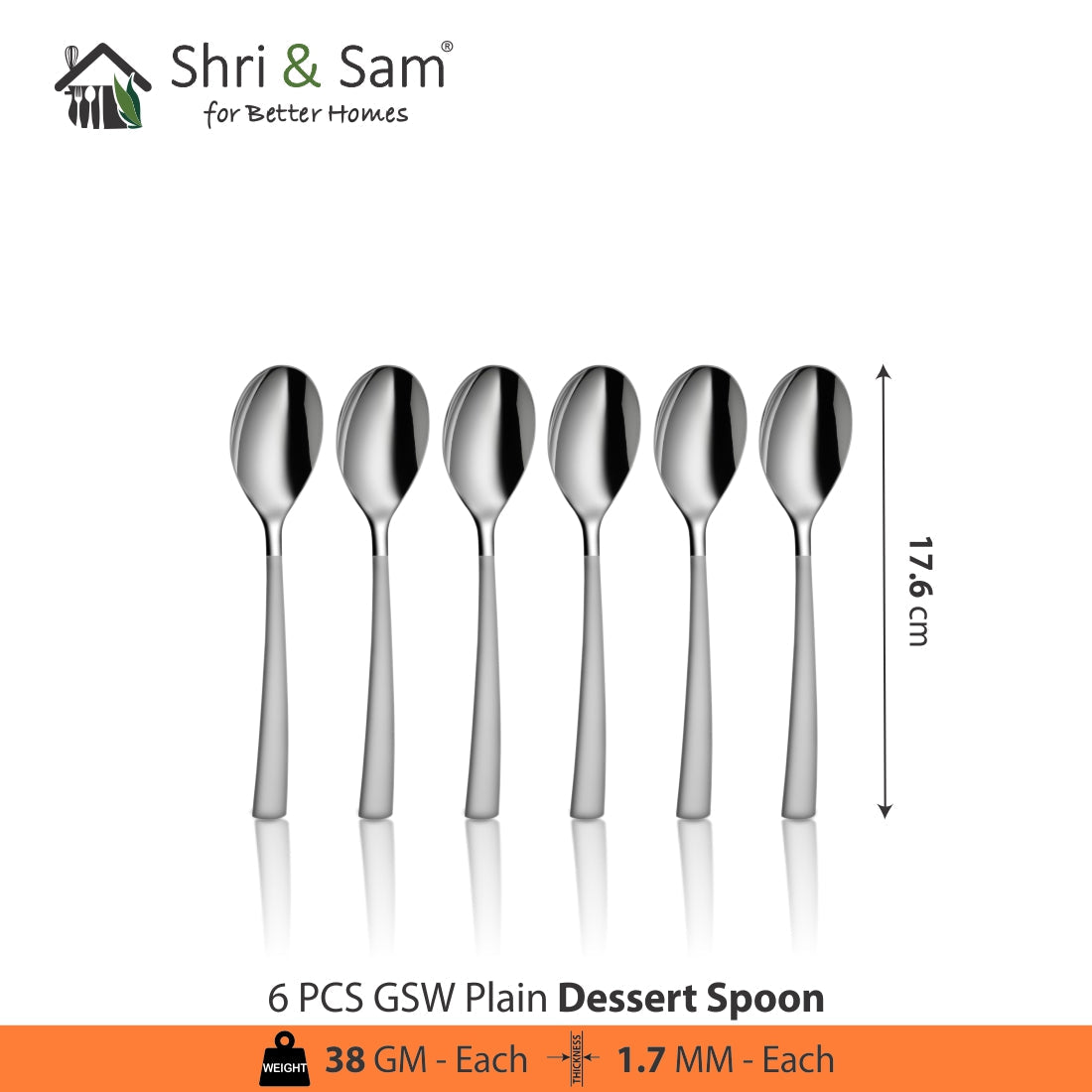 Stainless Steel 24 PCS Cutlery Set (6 Pcs Tea Spoon, 6 Pcs Dessert Spoon, 6 Pcs Dessert Fork and 6 Pcs Dessert Knife) with Leather Box GSW Plain