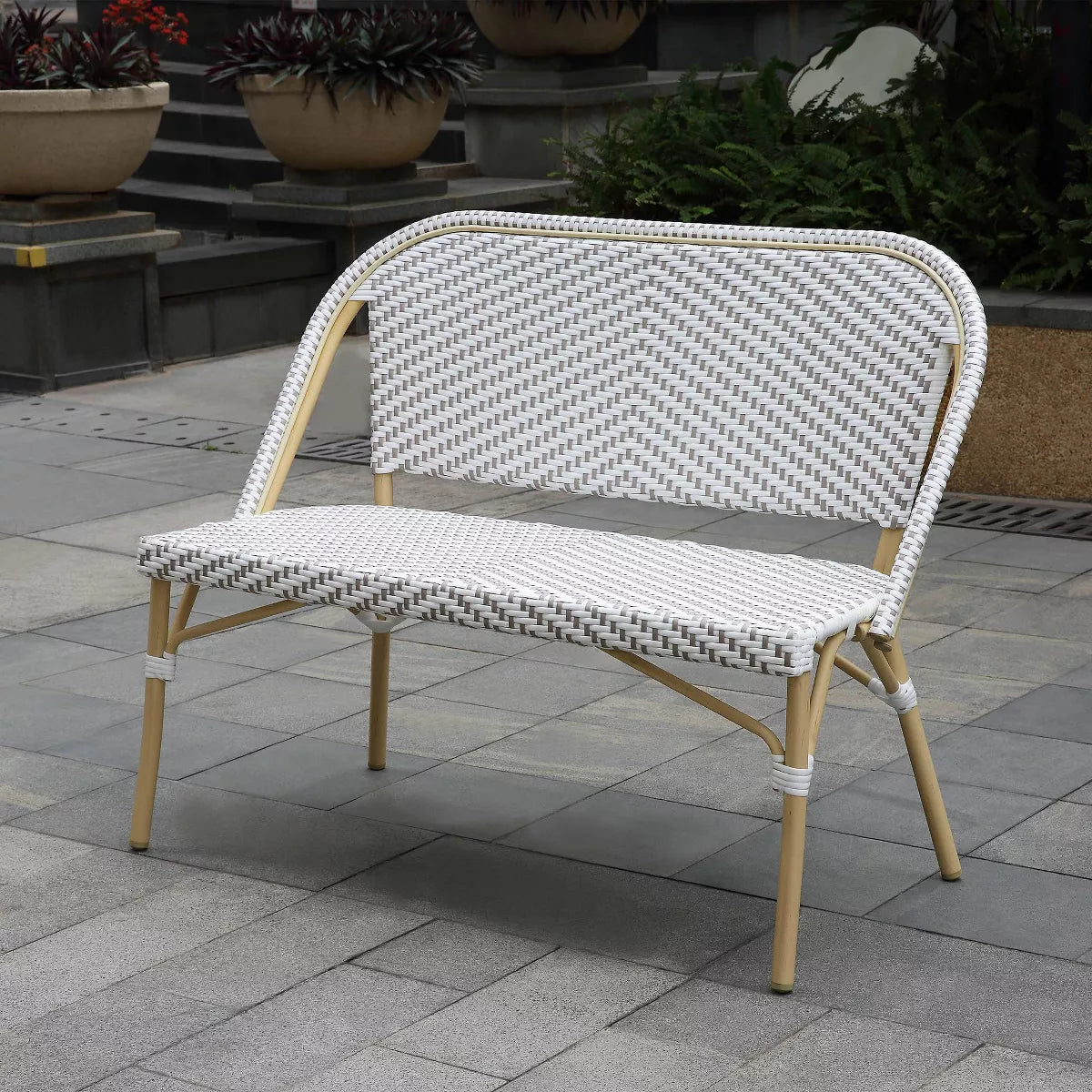 Edoardo Wicker 2 Seater Garden Bench for Outdoor Park