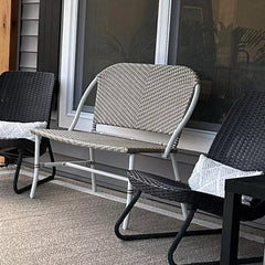 Conti Wicker 2 Seater Garden Bench for Outdoor Park