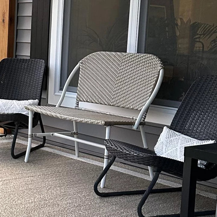 Conti Wicker 2 Seater Garden Bench for Outdoor Park