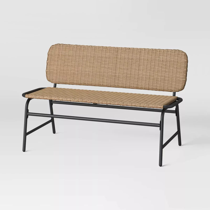 Ricci Wicker 2 Seater Garden Bench for Outdoor Park (Honey)