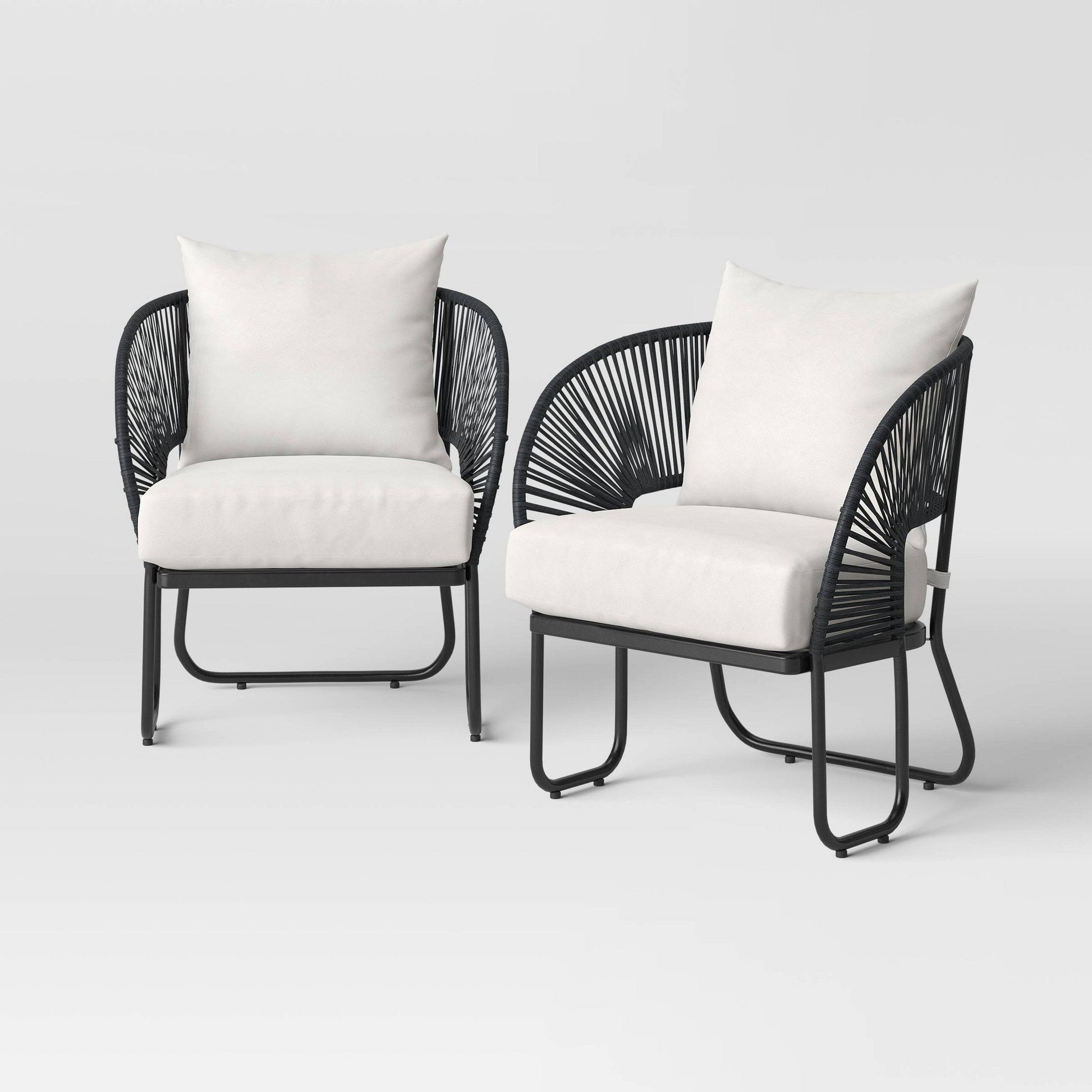 Lucas Outdoor Sofa Set 2 Seater , 2 Single seater and 1 Center Table Set (Black) Braided & Rope