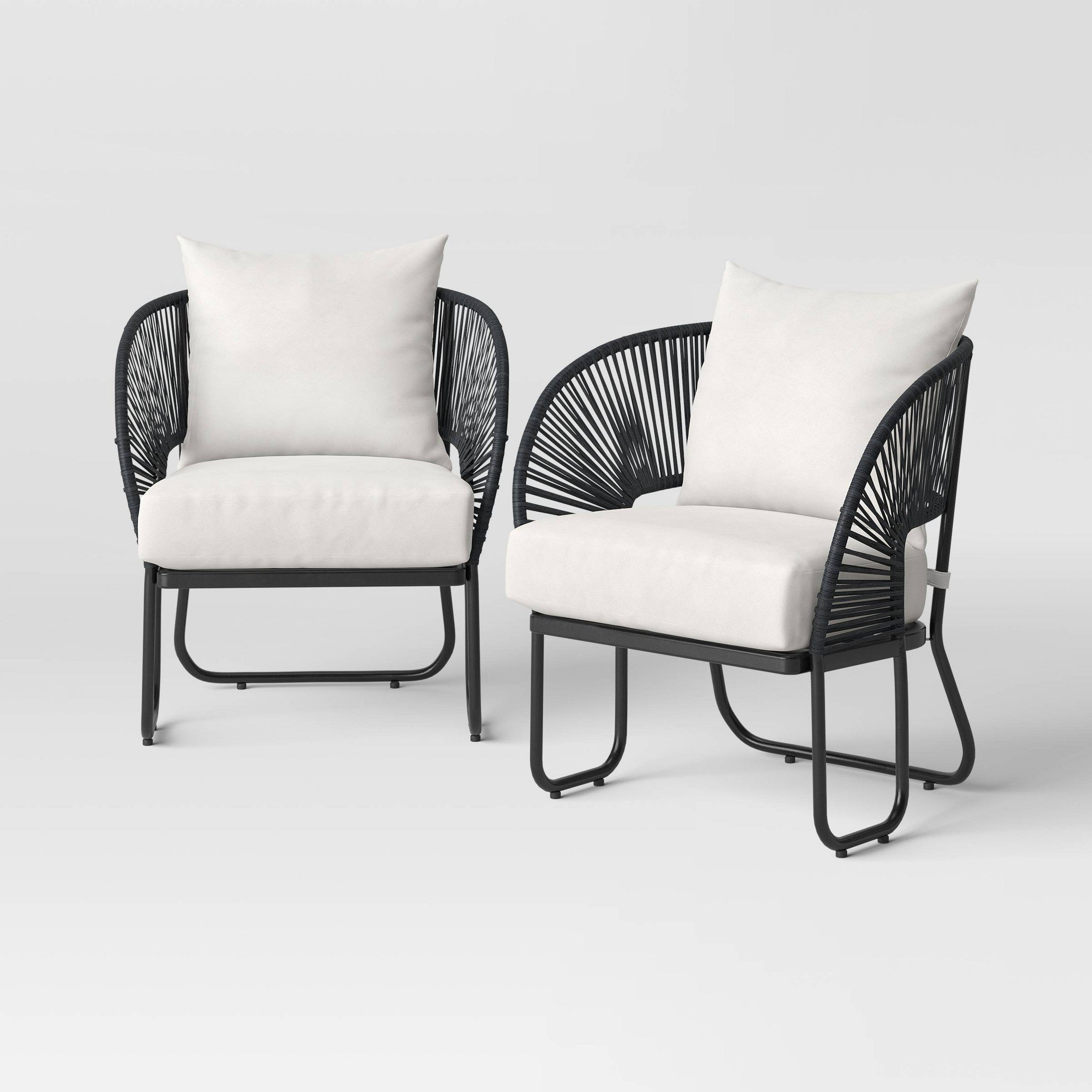 Lucas Outdoor Sofa Set 2 Seater , 2 Single seater and 1 Center Table Set (Black) Braided & Rope