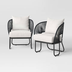 Lucas Outdoor Sofa Set 2 Seater , 2 Single seater and 1 Center Table Set (Black) Braided & Rope