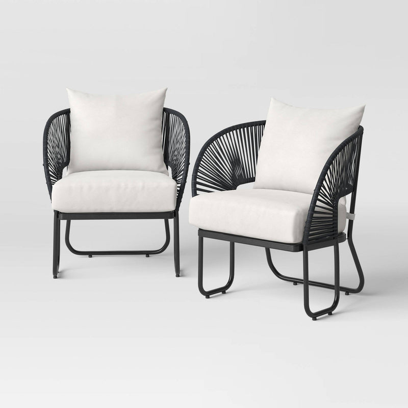 Lucas Outdoor Sofa Set 2 Seater , 2 Single seater and 1 Center Table Set (Black) Braided & Rope