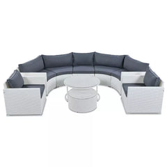 Leone  Outdoor Sofa Set 7 Seater and  2 Tables Set (White + Grey)