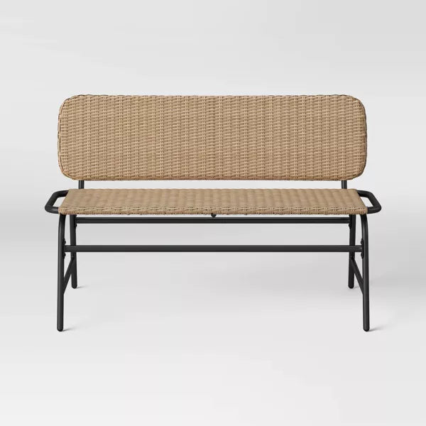 Ricci Wicker 2 Seater Garden Bench for Outdoor Park (Honey)