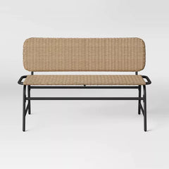 Ricci Wicker 2 Seater Garden Bench for Outdoor Park (Honey)
