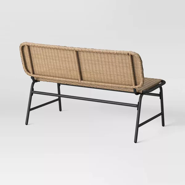 Ricci Wicker 2 Seater Garden Bench for Outdoor Park (Honey)