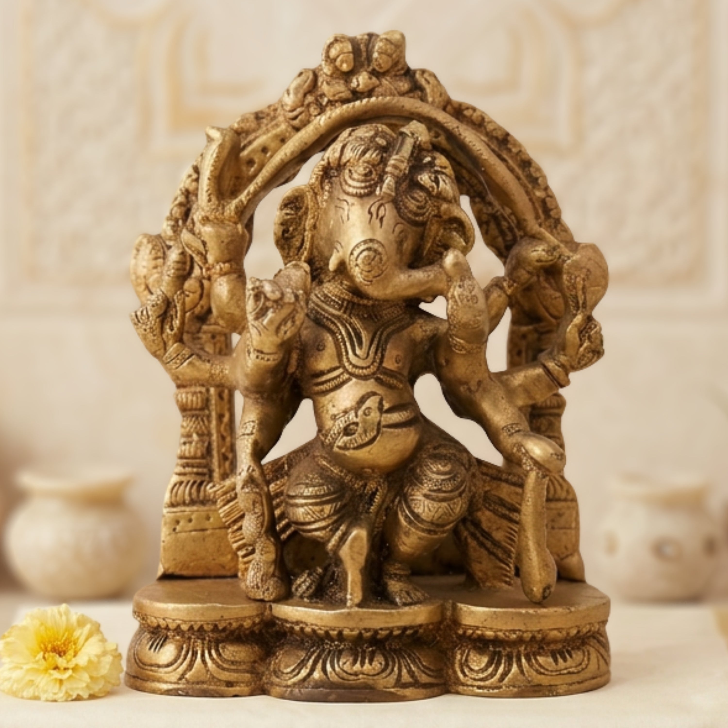 Handcrafted Brass Ganesha Idol | Vinayaka Ganpati Murti | Ganesh Statue for Pooja, Home Temple, Decor & Gift, 5 Inch, 1 Piece