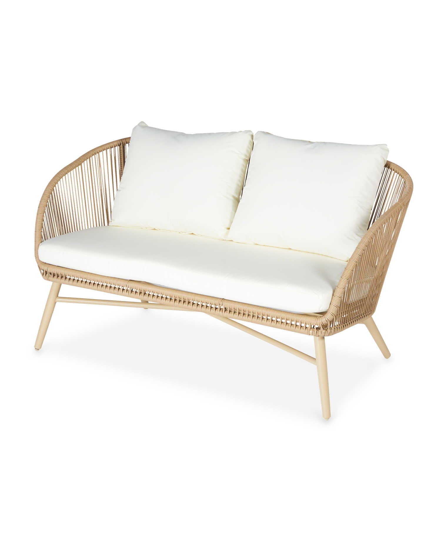 Palmer Outdoor Garden Balcony Sofa Set 2 Seater, 2 Single seater and 1 Center Table Set (White + Tan)