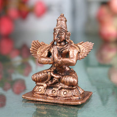 Copper Garudadev Idol, Handcrafted Tamra Garuda Dev Vigraham, Vainateya Suparna Pakshiraja Vishnu Vahana Murti for Pooja, Home Decor & Gifts, 2.5 Inch, 1 Piece