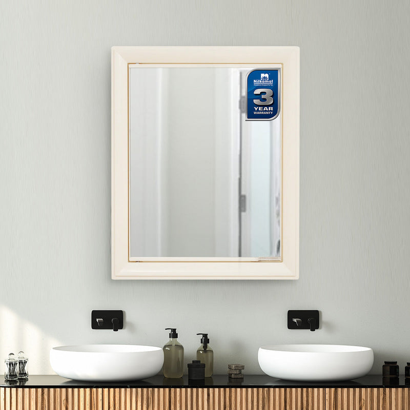 Nilkamal Gem Plastic Cabinet with Mirror (Ivory)