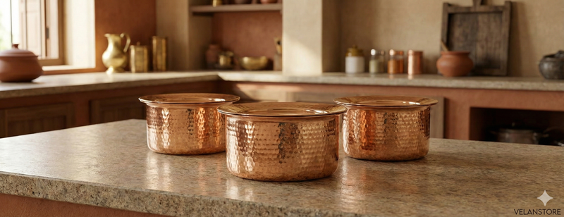 Brass Cooking Pots Set And Cookware With lid (Brass Patila - Brass Bhangola)-2