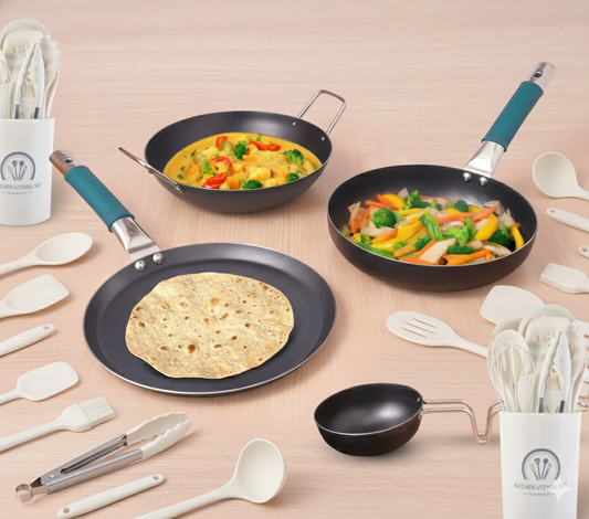 Metal Utensils Combo - Pure Iron Cookware & Kitchen Tools Set