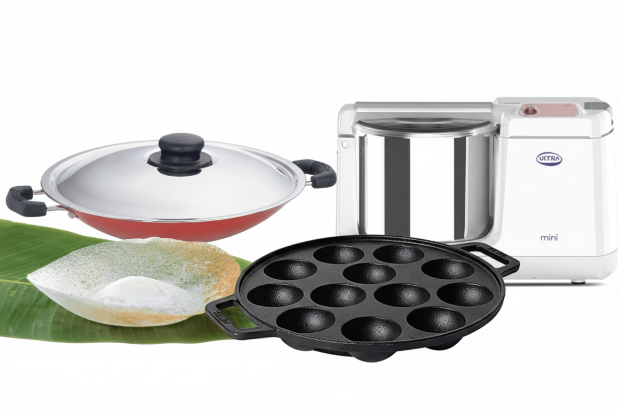 Appam & Paniyaram Combo - Appam Pans & Wet Grinder Bundle
