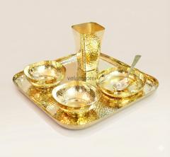 Pure Brass Square Dinner set of 6 Pcs-1