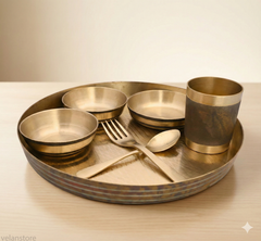 Hand-made pure kansa dinner set of 7 pcs - luxury dinner set-1