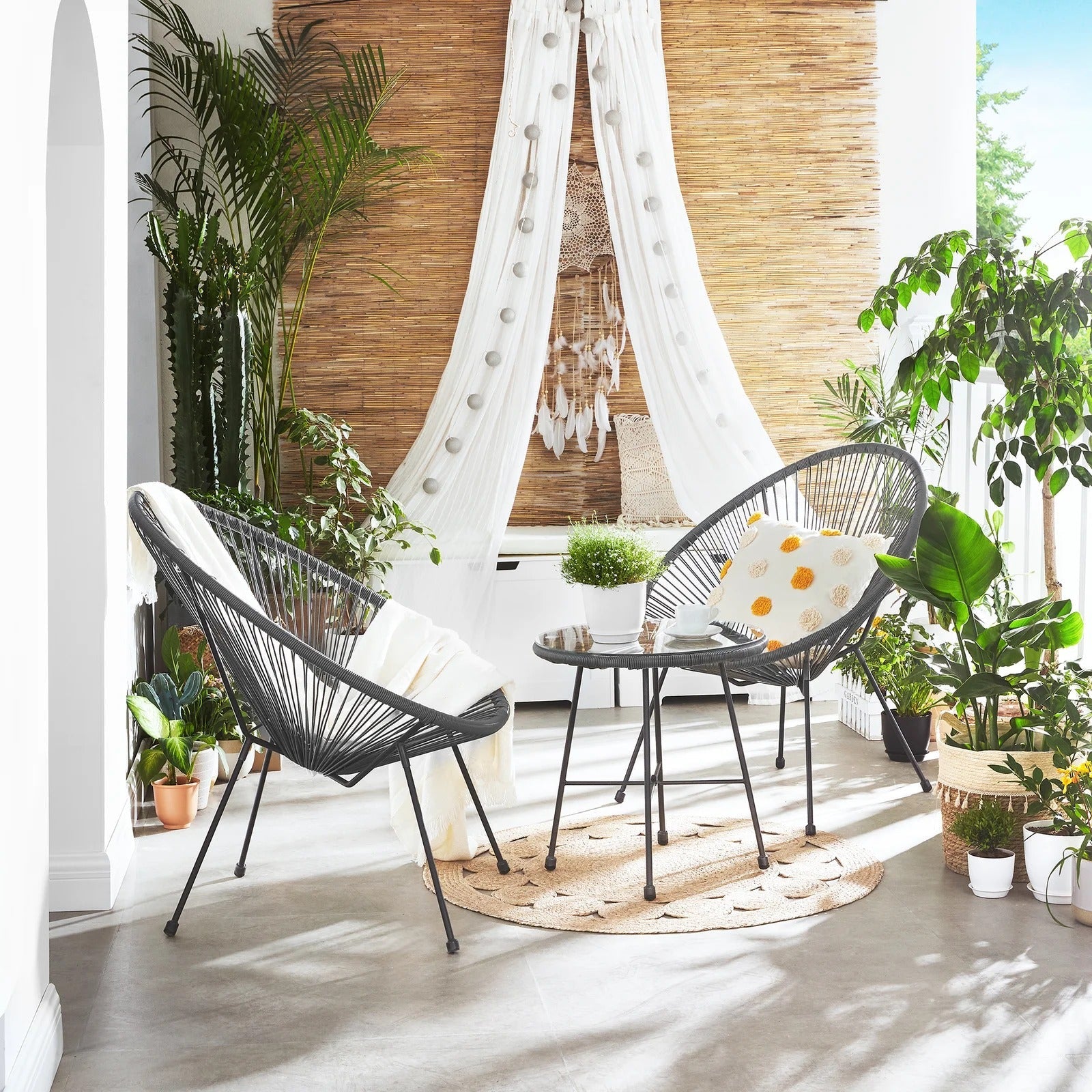 Kine Outdoor Patio Seating Set 2 Chairs and 1 Table Set ( Dark Grey)