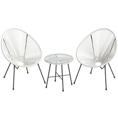Ment Outdoor Patio Seating Set 2 Chairs and 1 Table Set (White)