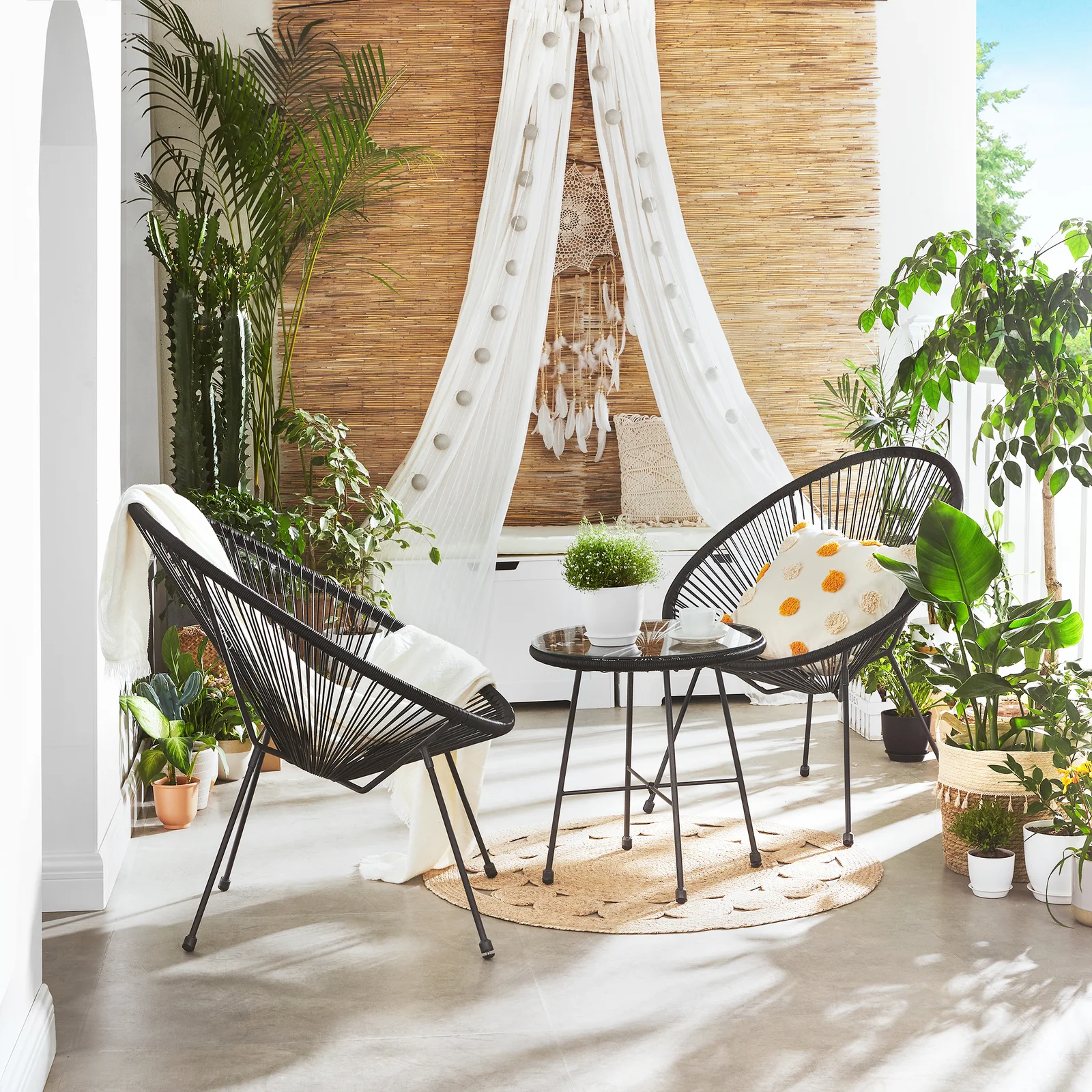 Millions Outdoor Patio Seating Set 2 Chairs and 1 Table Set (Black)