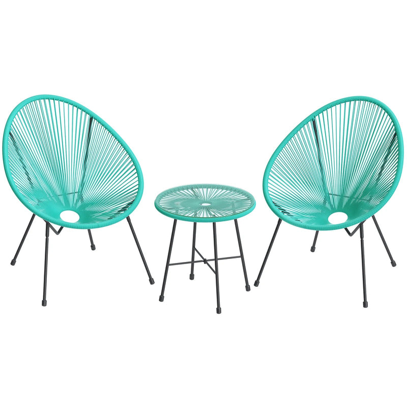 Harvest Outdoor Patio Seating Set 2 Chairs and 1 Table Set (Aqua Green)