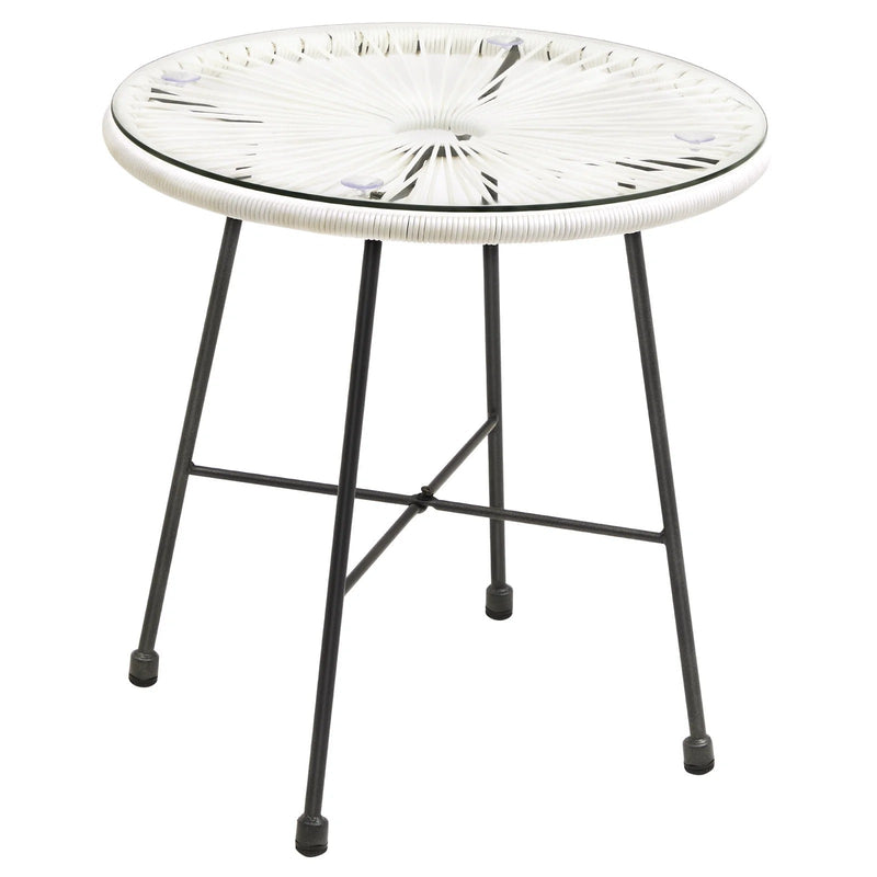 Ment Outdoor Patio Seating Set 2 Chairs and 1 Table Set (White)