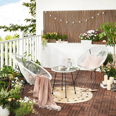 Ment Outdoor Patio Seating Set 2 Chairs and 1 Table Set (White)