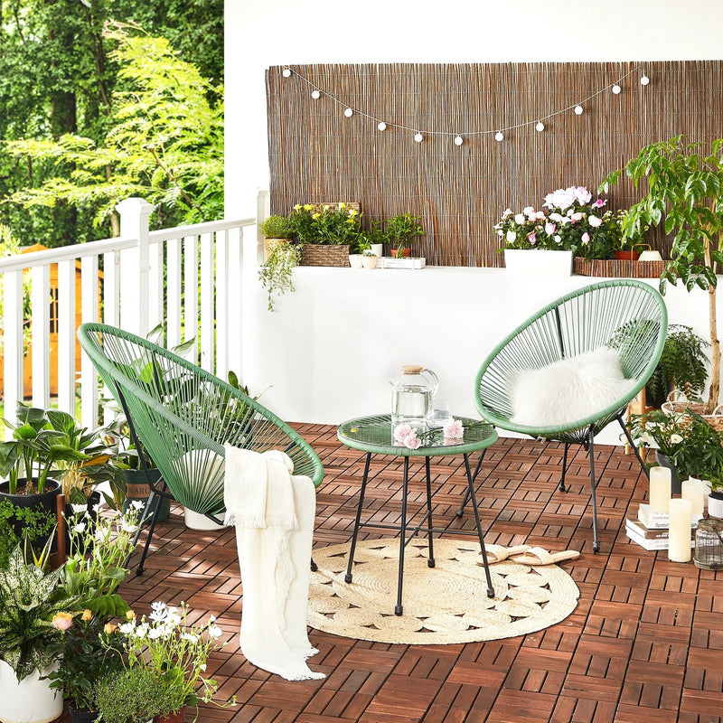 Perch Outdoor Patio Seating Set 2 Chairs and 1 Table Set (Light Green)