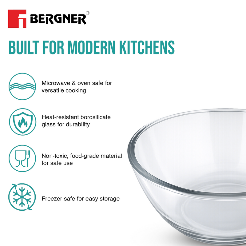 Bergner Ambiento Borosilicate Glass Salad Bowl 2.7L