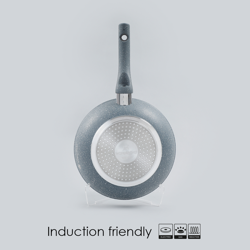 Granite 24 cm Non-Stick Fry Pan | 1.8 L | Grey | 5 Layer PFOA Free Non-Stick Coating | Compatible with Hot Plate, Hobs, Gas Stove, Ceramic Plate and Induction cooktop | 2 Years Warranty