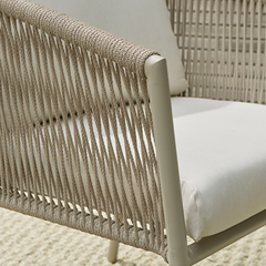 Kalpa Outdoor Patio Seating Set 2 Chairs and 1 Table Set (Beige) Braided & Rope