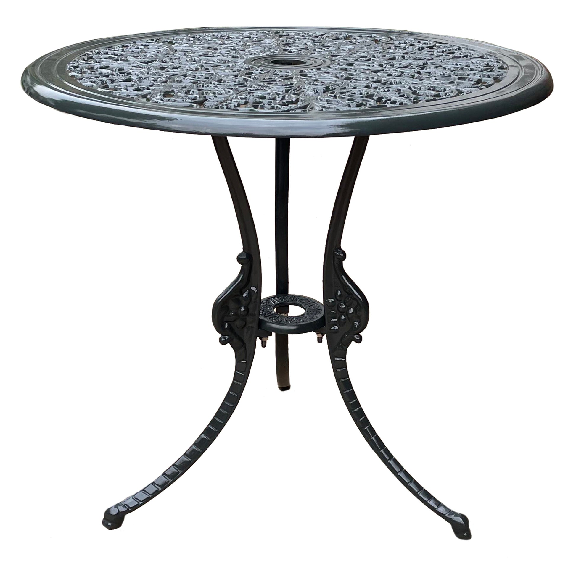 Ziska Cast Aluminium Garden Patio Seating 2 Chair and 1 Table Set (Black)