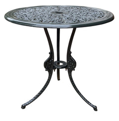 Ziska Cast Aluminium Garden Patio Seating 2 Chair and 1 Table Set (Black)