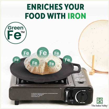 CASTrong Cast Iron 2-in-1 Griddle (Grill Pan + Tawa), Pre-seasoned, 100% Pure, Toxin-free, Induction, Round, 26cm, 2.1 Kg