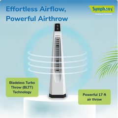 Surround JUNIOR | Tower Fan | Knob Control | Bladeless Turbo ThrowTM (BLTT) Technology