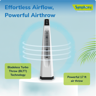 Surround JUNIOR | Tower Fan | Knob Control | Bladeless Turbo ThrowTM (BLTT) Technology